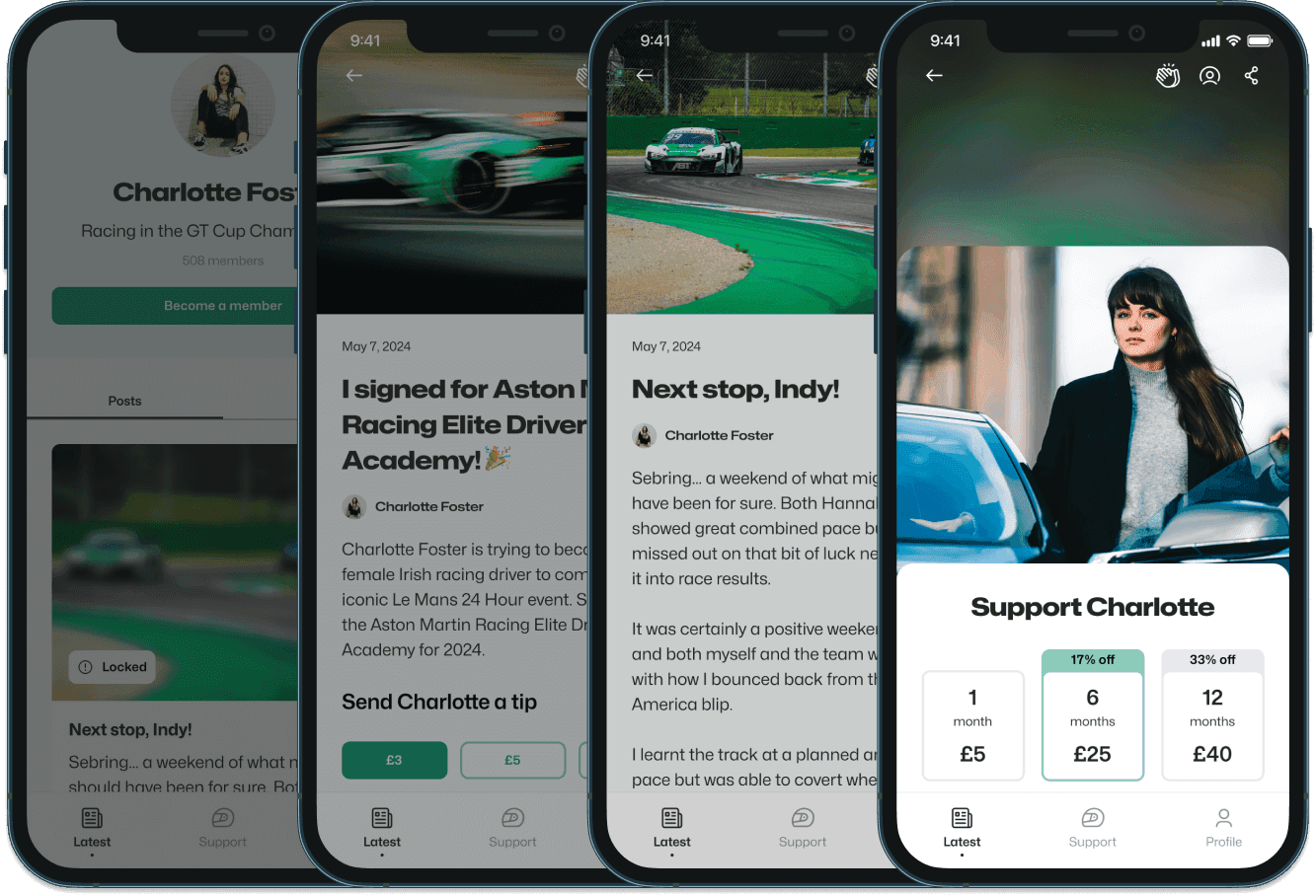 Four preview screenshots of the Codrive app